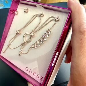 Guess Crystal Rose Gold Slider Jewelry Set (NIB)